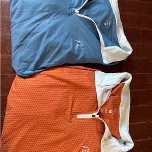 Rhoback Blue and Orange Quarter-Zip Pullovers